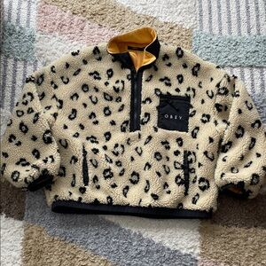 Obey Cream and Black Animal Print Fleece